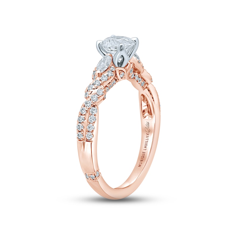 Monique Lhuillier Bliss Diamond Engagement Ring 1-1/8 ct tw Round & Marquise-cut Two-Tone Gold Plated
