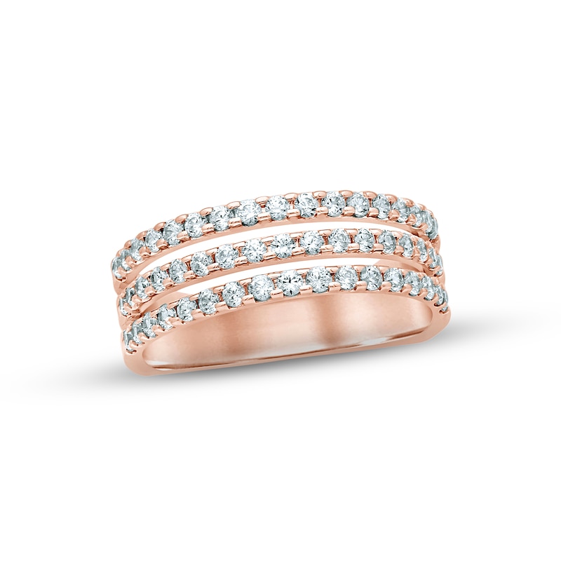 Diamond Anniversary Ring 3/4 ct tw Round-cut Rose Gold Plated