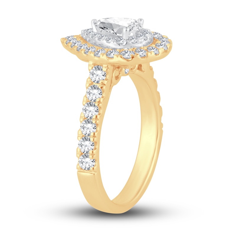 Multi-Diamond Engagement Ring 1-1/2 ct tw Pear & Round-cut Yellow Gold Plated