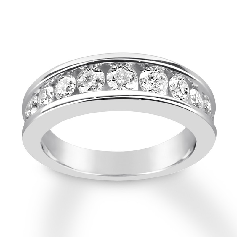 Diamond Wedding Band 1-1/5 ct tw Round-cut White Gold Plated