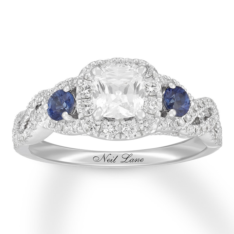 Neil Lane Sapphire Engagement Ring 1-1/8 cttw Diamonds Gold Plated