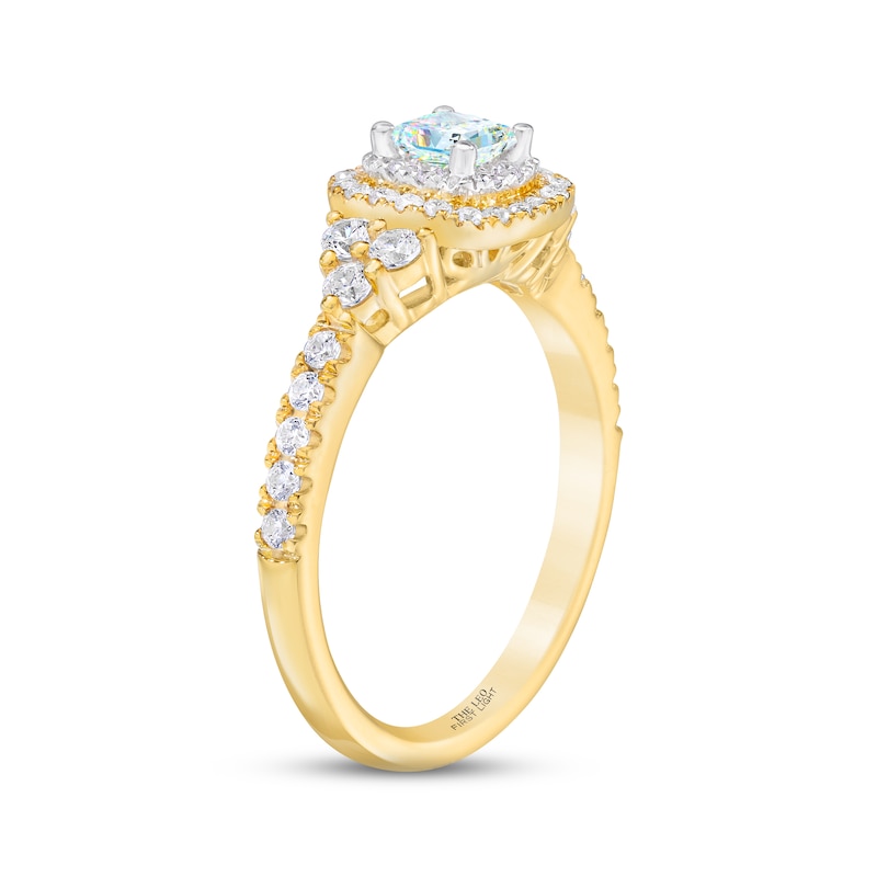 THE LEO First Light Diamond Princess-Cut Engagement Ring 3/4 ct tw Two-Tone Gold Plated