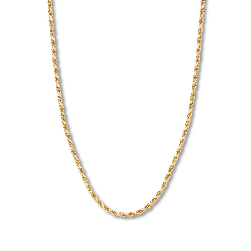 22" Textured Solid Rope Chain Yellow Gold Plated