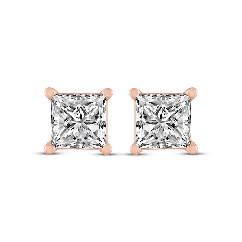 Princess-Cut Diamond Solitaire Stud Earrings 2 ct tw Rose Gold Plated