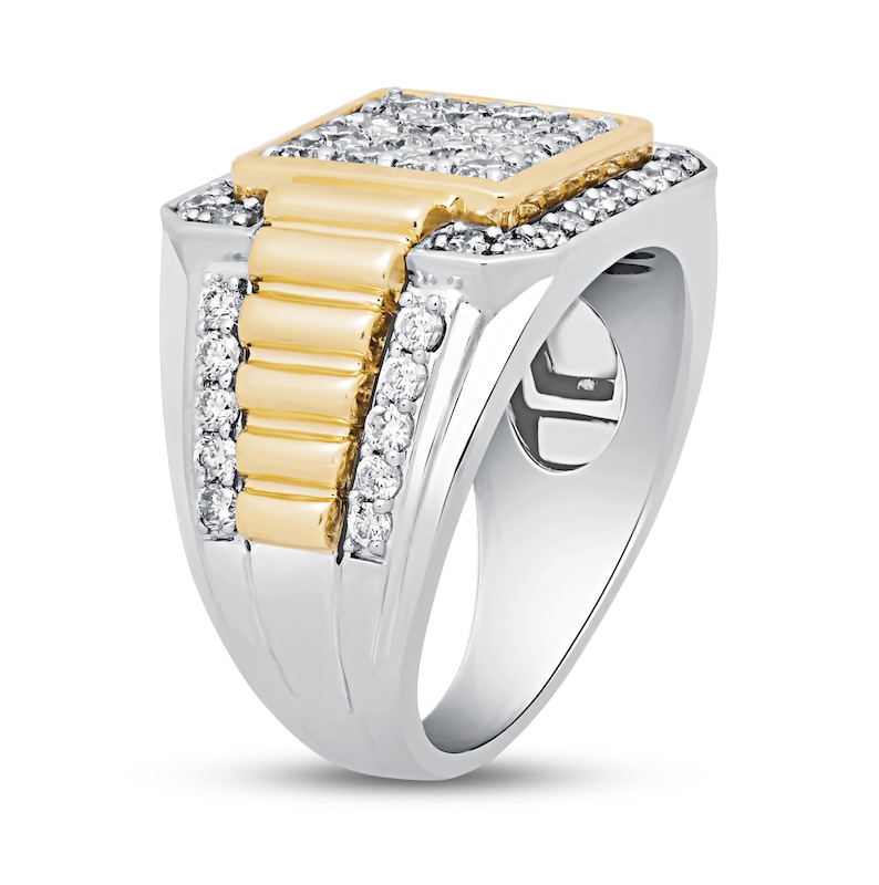 Men's Diamond Ring 2 ct tw Round-cut Two-Tone Gold Plated
