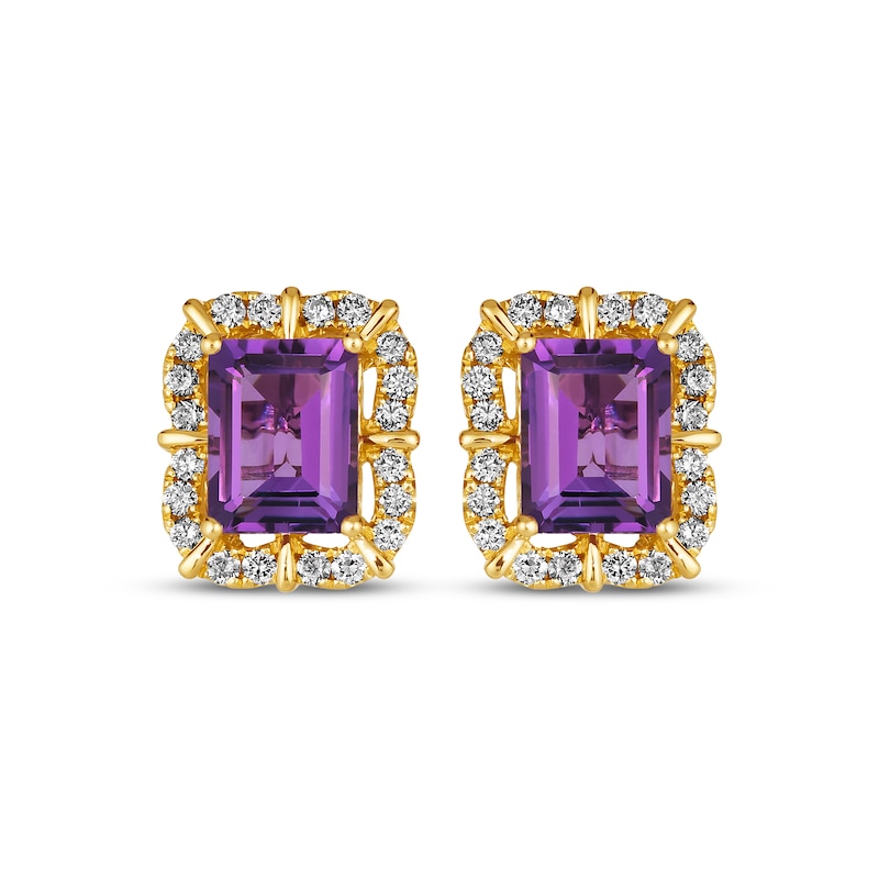 Le Vian Emerald-Cut Amethyst Earrings 5/8 ct tw Diamonds Honey Gold Plated