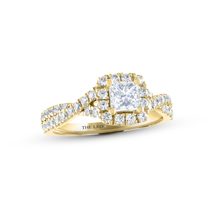 THE LEO Diamond Engagement Ring 7/8 ct tw Princess & Round-cut Yellow Gold Plated
