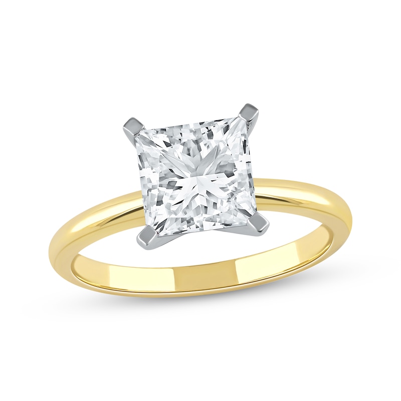 Lab-Created Diamonds by Princess-Cut Solitaire Engagement Ring 2-1/2 ct tw Yellow Gold Plated