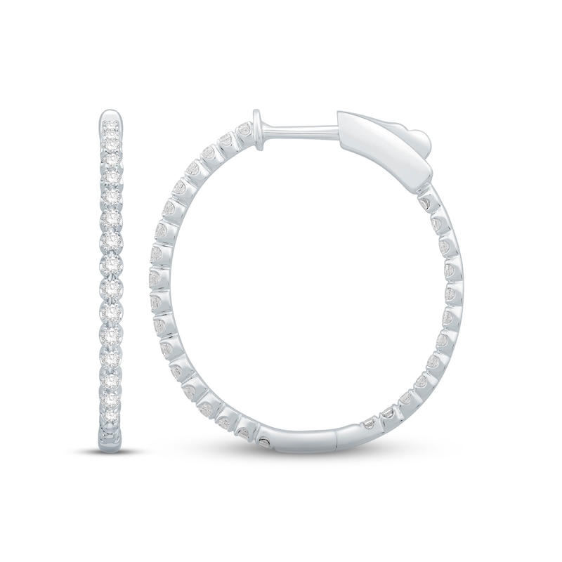 Diamond Hoop Earrings 1/2 ct tw Round-cut White Gold Plated