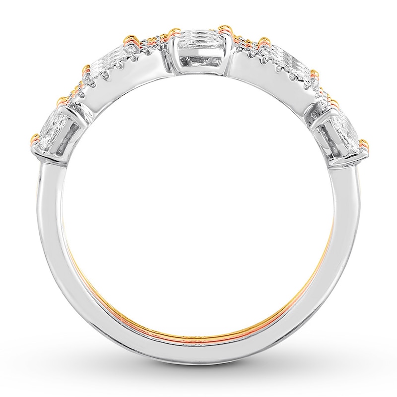 Diamond Ring Stack 1 ct tw Round & Marquise Tri-Color Gold Plated