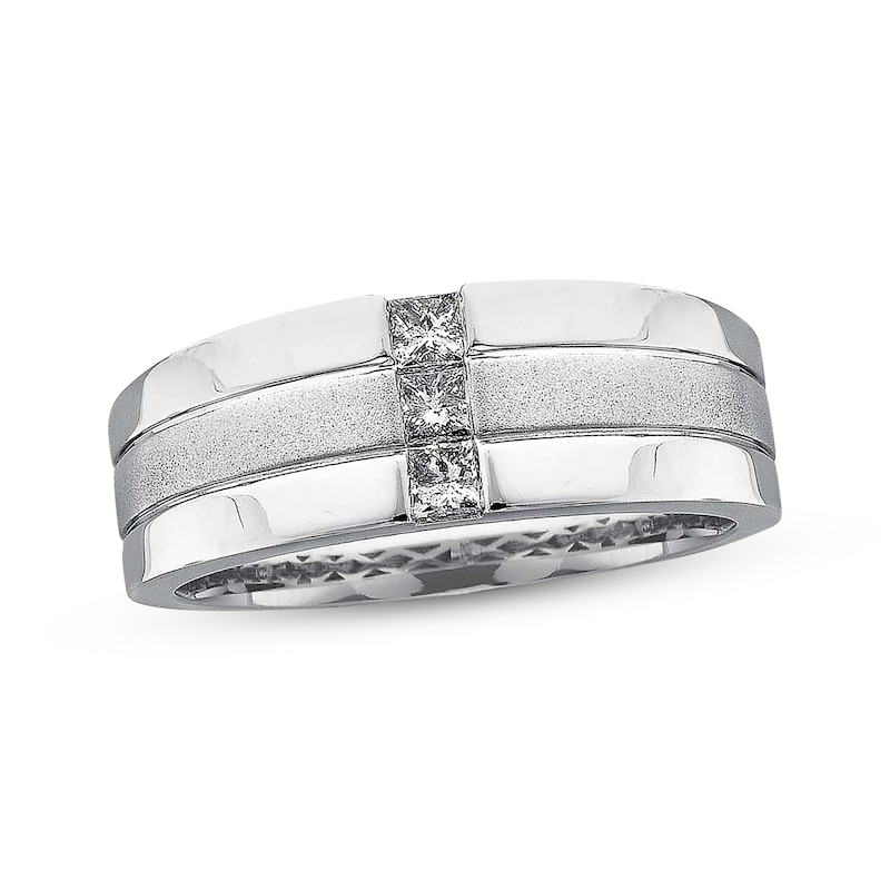 Men's Diamond Ring 1/3 ct tw Square-cut White Gold Plated