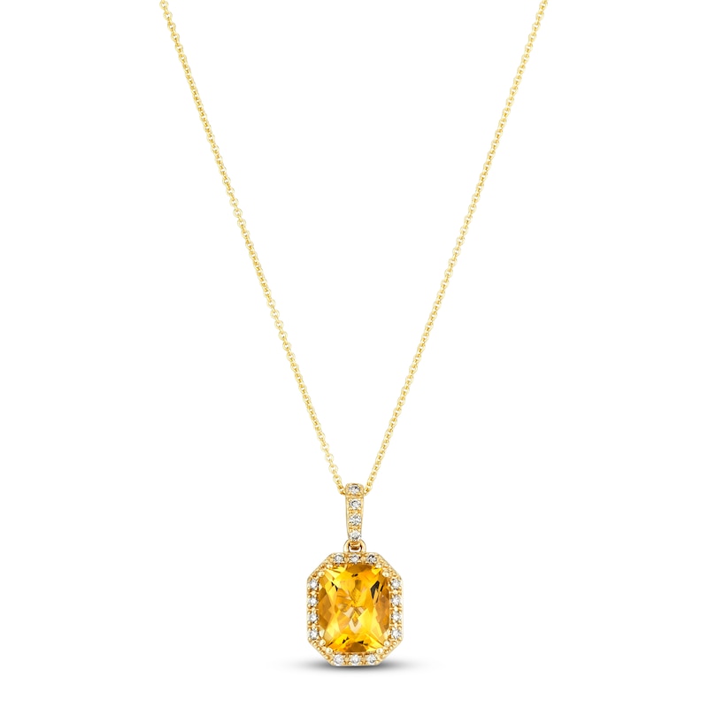 Le Vian Citrine Necklace 1/6 ct tw Diamonds Honey Gold Plated 18"