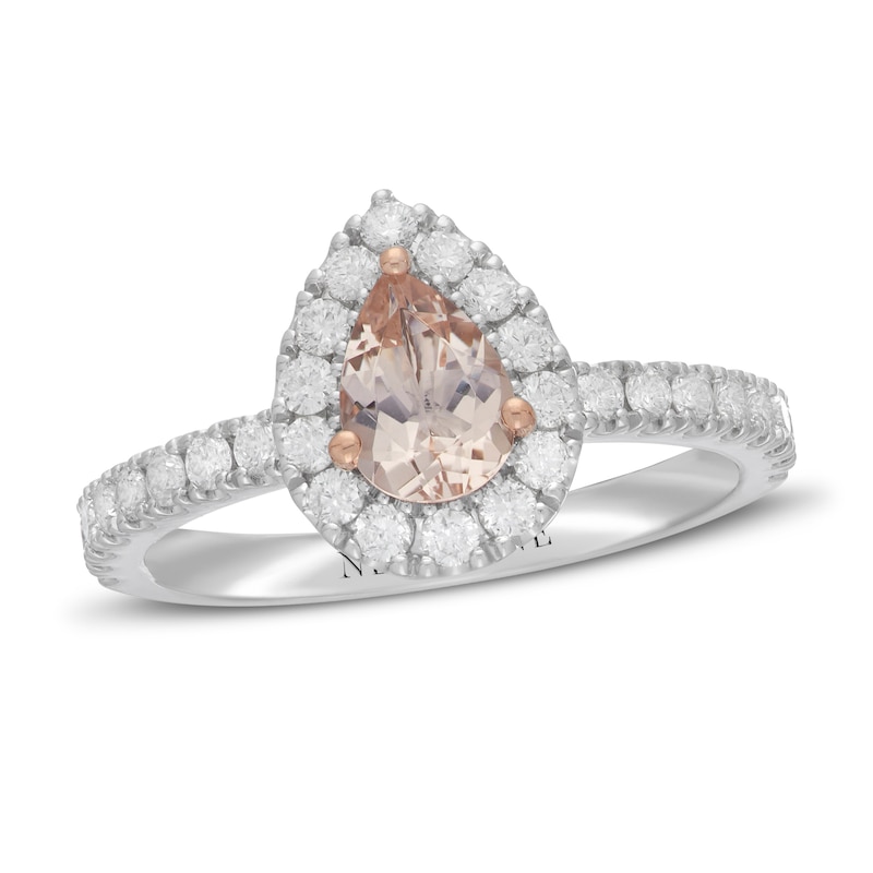 Neil Lane Pear-Shaped Morganite Engagement Ring 5/8 ct tw Diamonds Two-Tone Gold Plated