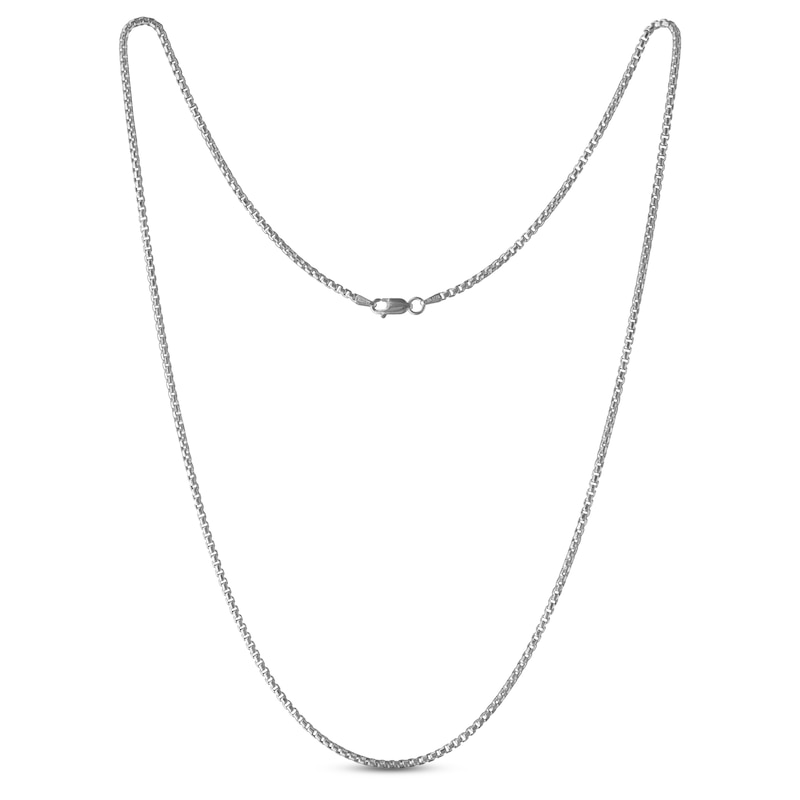 Hollow Box Chain Necklace White Gold Plated 22"