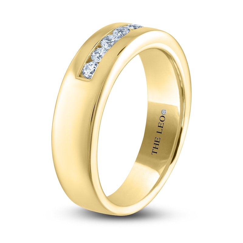 Men's THE LEO Diamond Wedding Band 3/8 ct tw Round-cut Yellow Gold Plated
