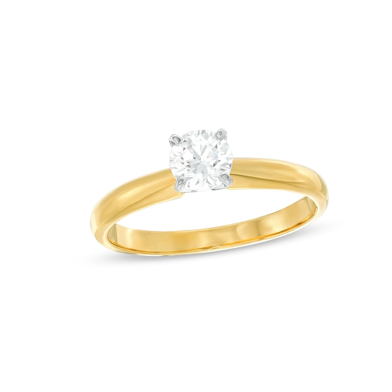 Diamond Solitaire Ring 1/2 carat Round-Cut Yellow Gold Plated