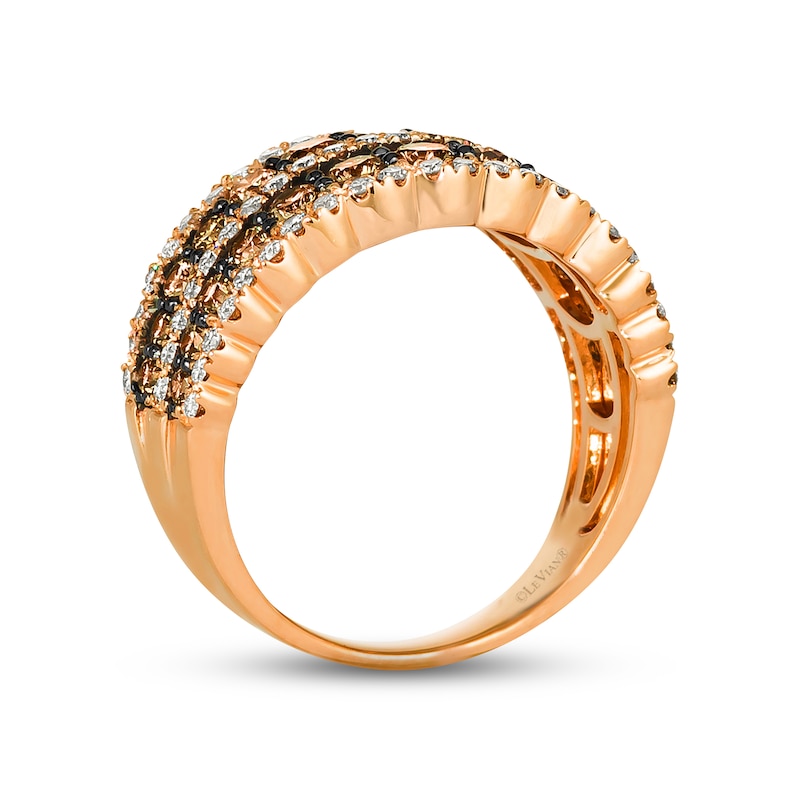 Le Vian Chocolate Waterfall Diamond Ring 1-5/8 ct tw Strawberry Gold Plated