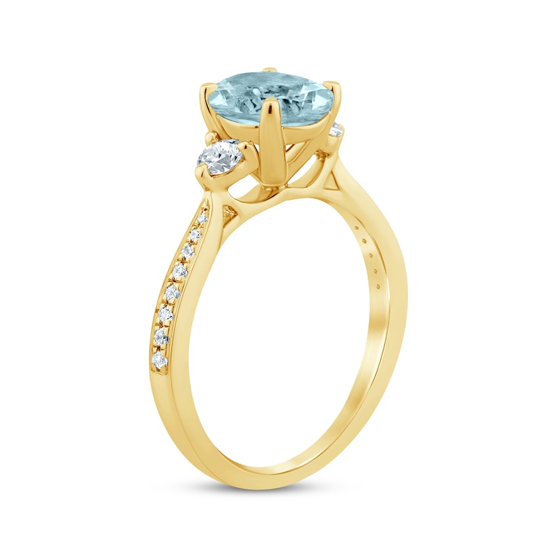 Aquamarine & Diamond Oval Engagement Ring 1/3 ct tw Round-cut Yellow Gold Plated