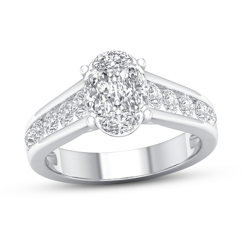 Certified Diamond Engagement Ring 1/2 ct tw Oval-cut White Gold Plated