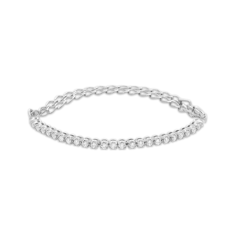 Diamond Adjustable Line Tennis Bracelet 1/2 ct tw White Gold Plated 9"
