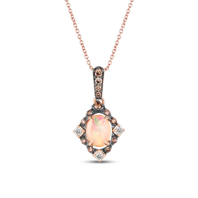 Le Vian Diamond & Opal Necklace 1/6 ct tw Diamonds Strawberry Gold Plated 18"