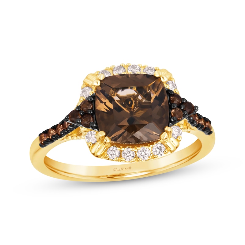 Le Vian Venetian Mosaic Chocolate Quartz Ring 1/5 ct tw Diamonds Honey Gold Plated