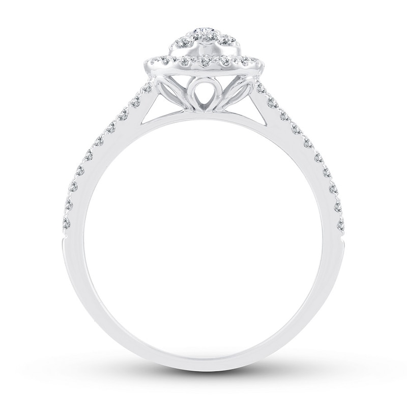 Diamond Engagement ring 1/2 ct tw Round-cut White Gold Plated