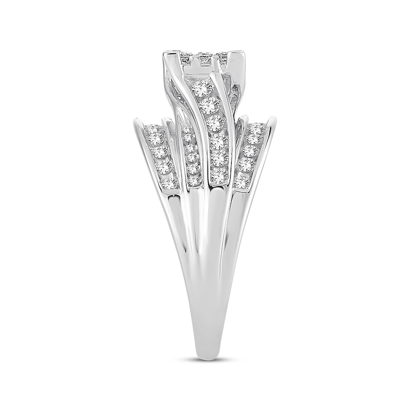 Diamond Engagement Ring 1 ct tw Princess & Round White Gold Plated