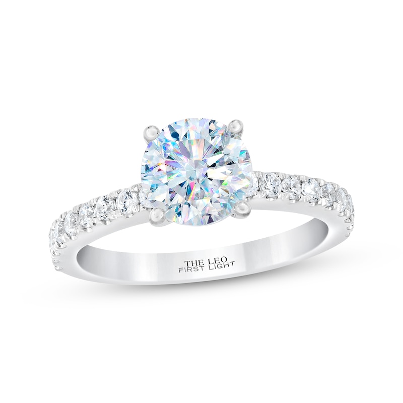 THE LEO First Light Diamond Engagement Ring 1-7/8 ct tw White Gold Plated