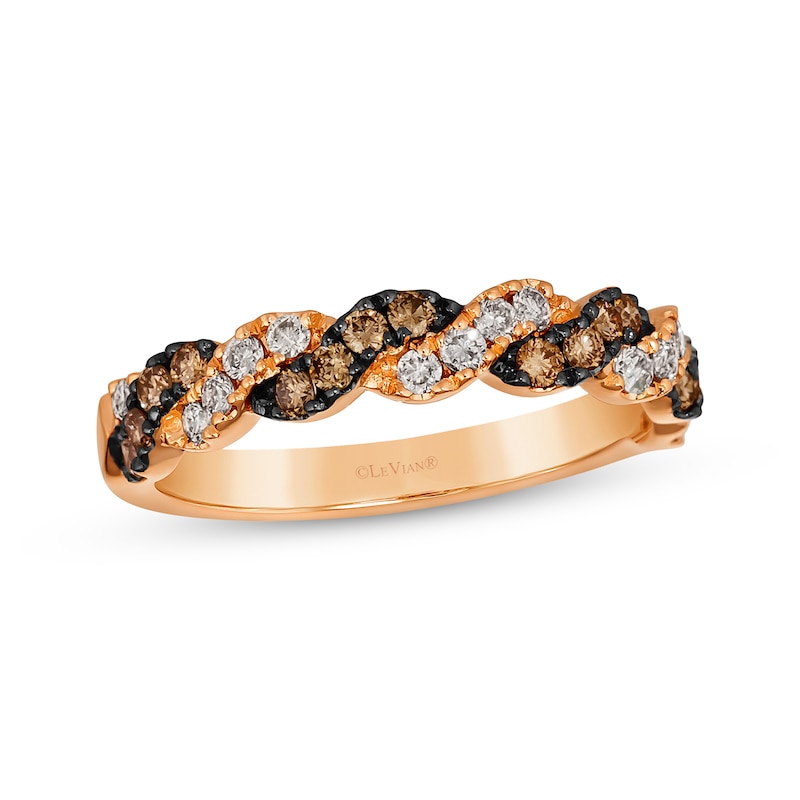 Le Vian Chocolate Twist Diamond Ring 1/2 ct tw Strawberry Gold Plated