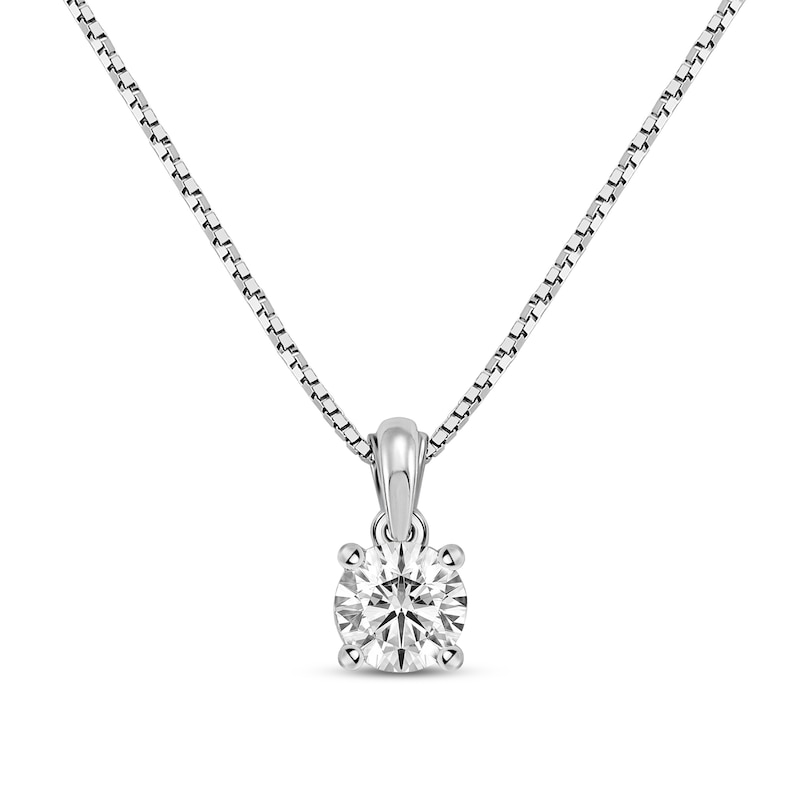 GSI Solitaire Diamond Necklace 1/3 ct tw Round-cut White Gold Plated 18"