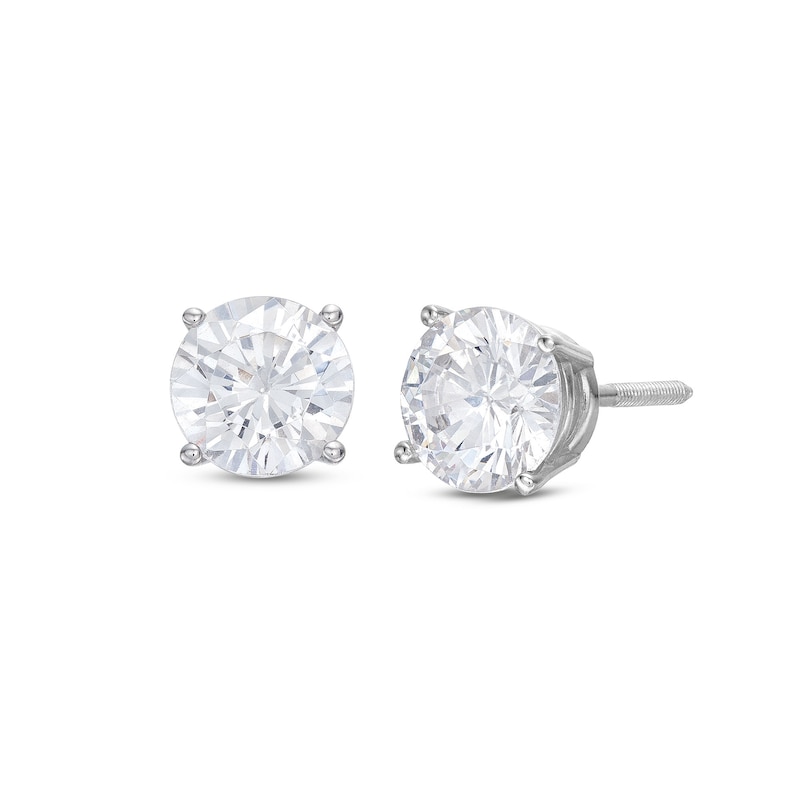 Diamond Solitaire Stud Earrings 1-1/2 ct tw Round-cut White Gold Plated