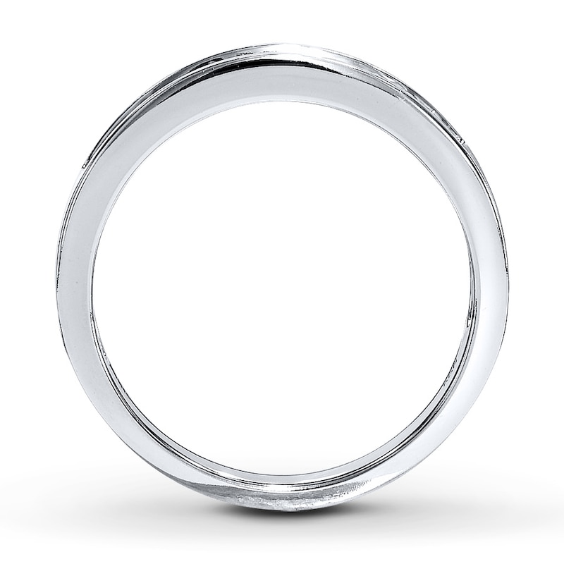 Diamond Wedding Band 1/3 ct tw Princess & Baguette-cut White Gold Plated