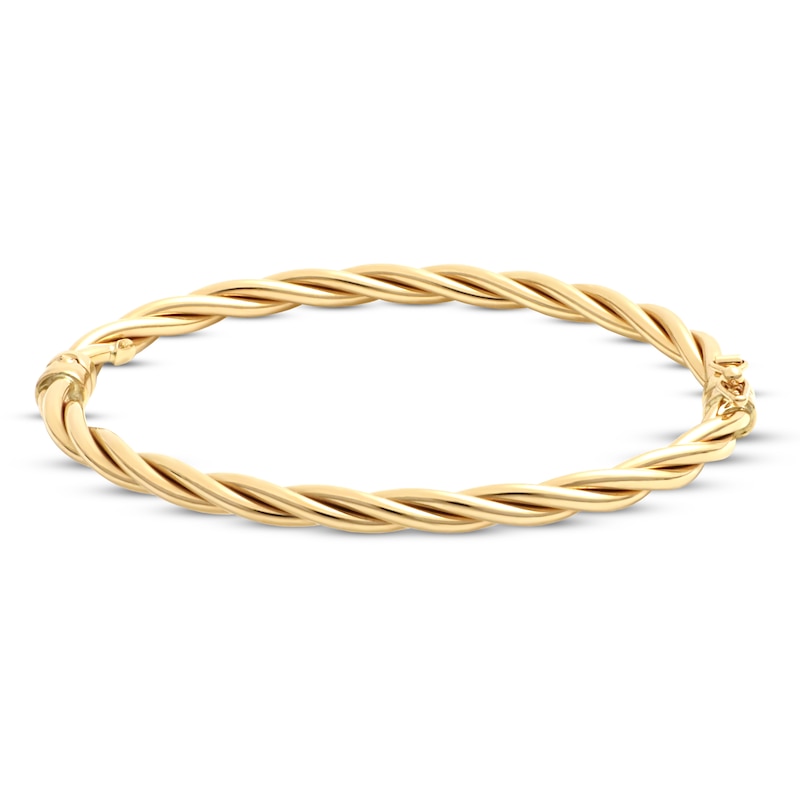 Italian Braided Bangle Bracelet Yellow Gold Plated