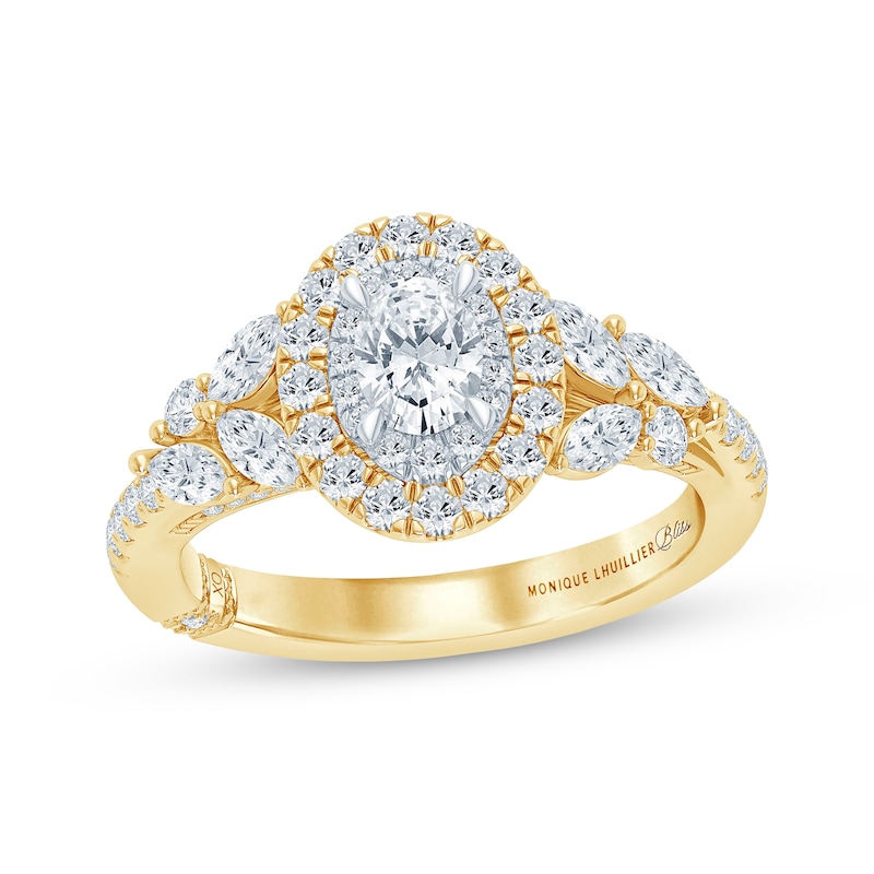 Monique Lhuillier Bliss Oval-Cut Diamond Engagement Ring 1-1/4 ct tw Two-Tone Gold Plated