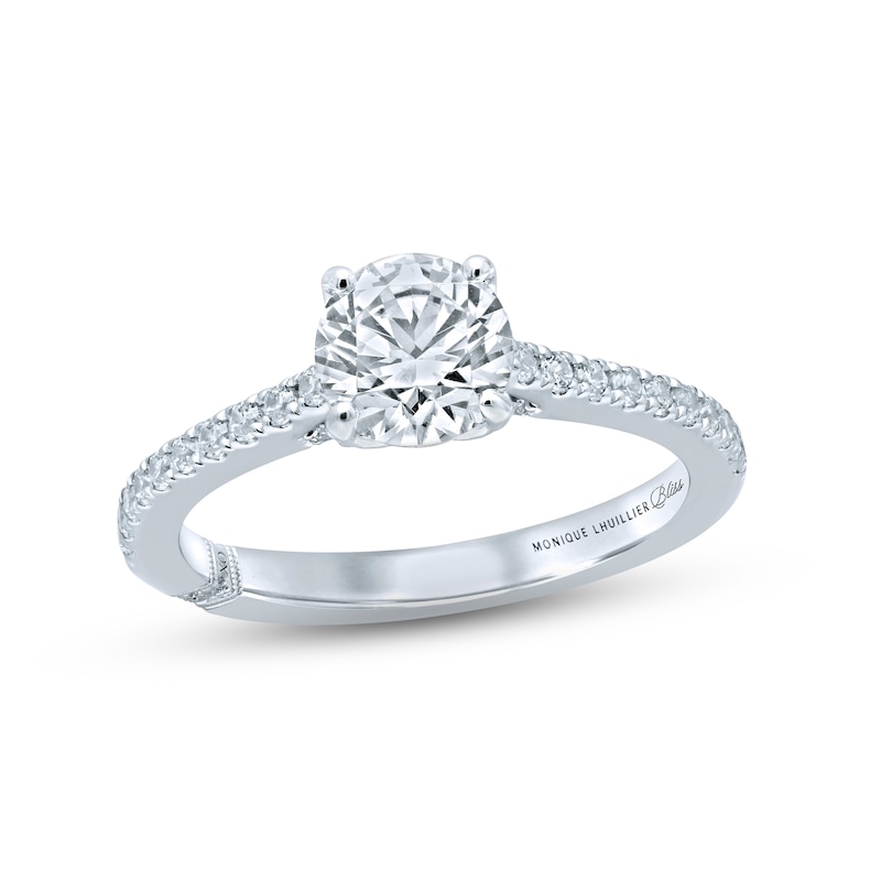 Monique Lhuillier Bliss Diamond Engagement Ring 1-1/3 ct tw Round-cut White Gold Plated