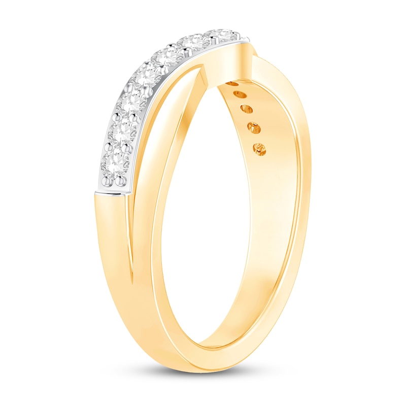 Diamond Contour Band 1/2 ct tw Round-cut Yellow Gold Plated