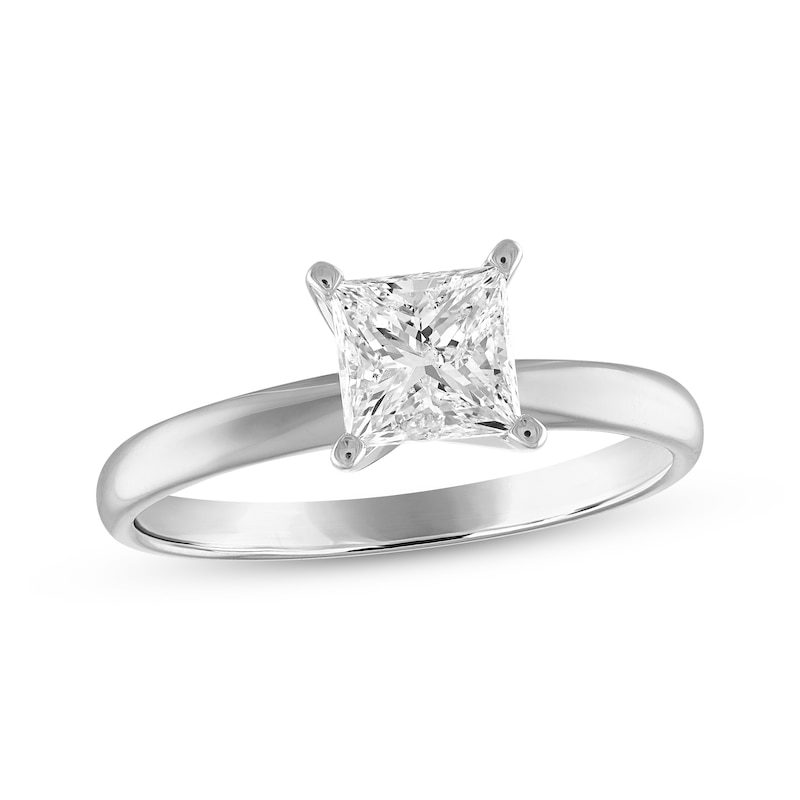 Diamond Solitaire Engagement Ring 1-1/2 ct tw Princess-cut White Gold Plated