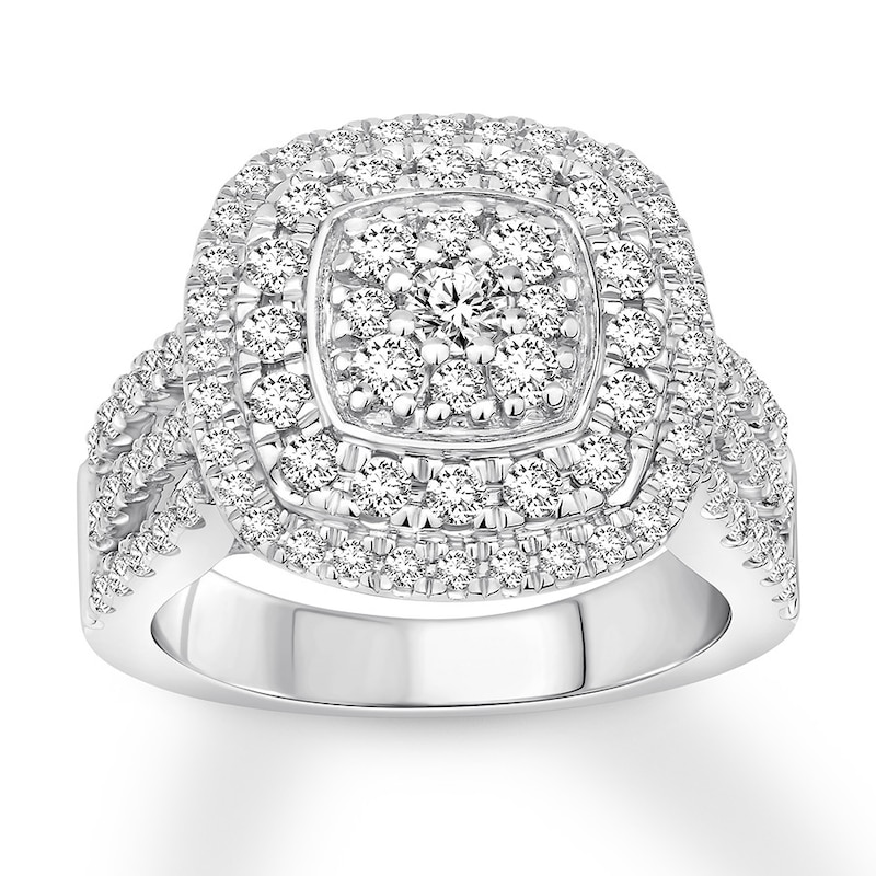 Diamond Engagement Ring 1-1/2 ct tw Round-cut White Gold Plated