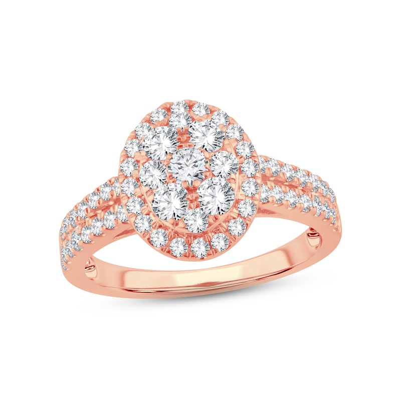 Multi-Diamond Engagement Ring 2 ct tw Round-cut Rose Gold Plated