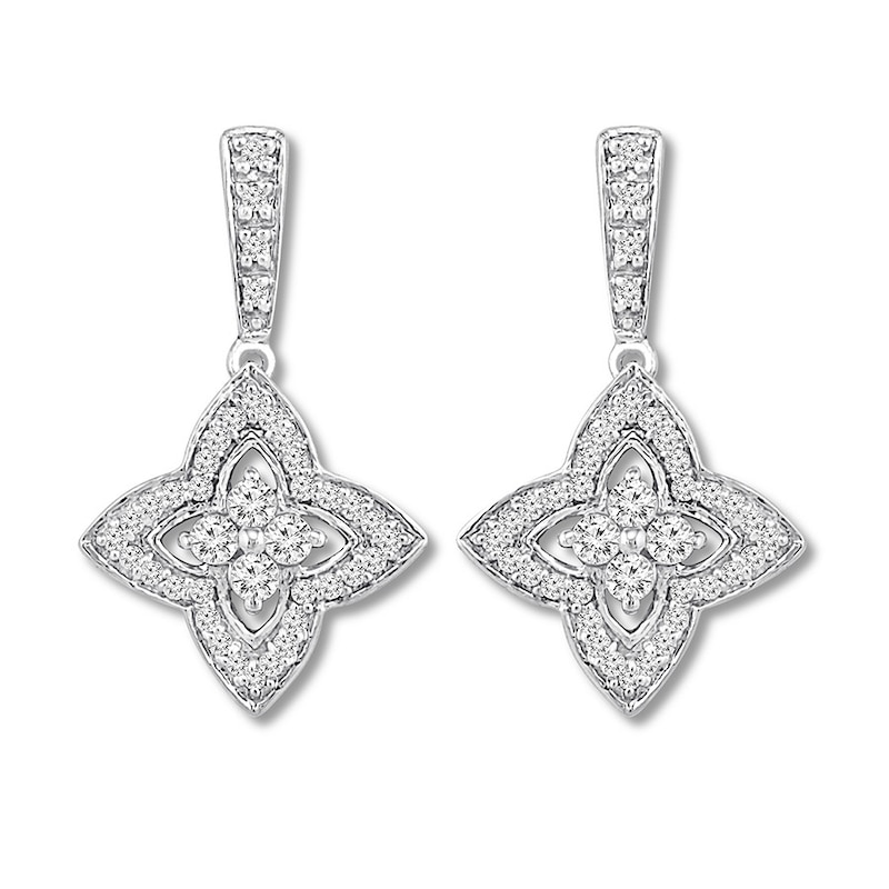 Diamond Earrings 1/2 ct tw Round-cut White Gold Plated