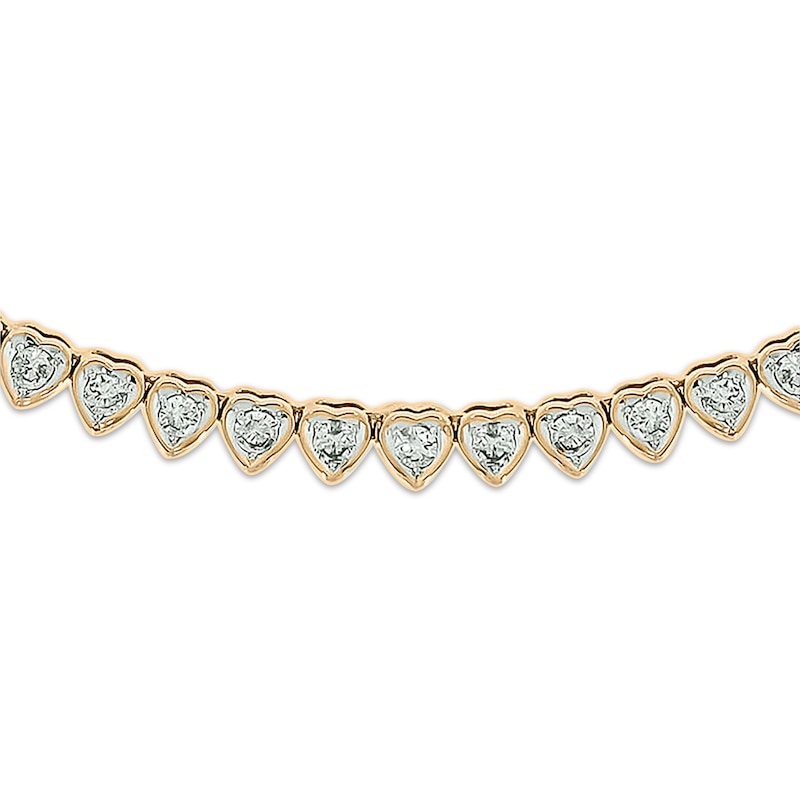 Diamond Heart Choker Necklace 4 ct tw Yellow Gold Plated 16"