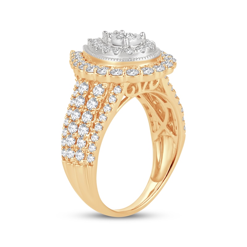 Round-Cut Multi-Diamond Center Pear-Shaped Engagement Ring 1-1/2 ct tw Yellow Gold Plated