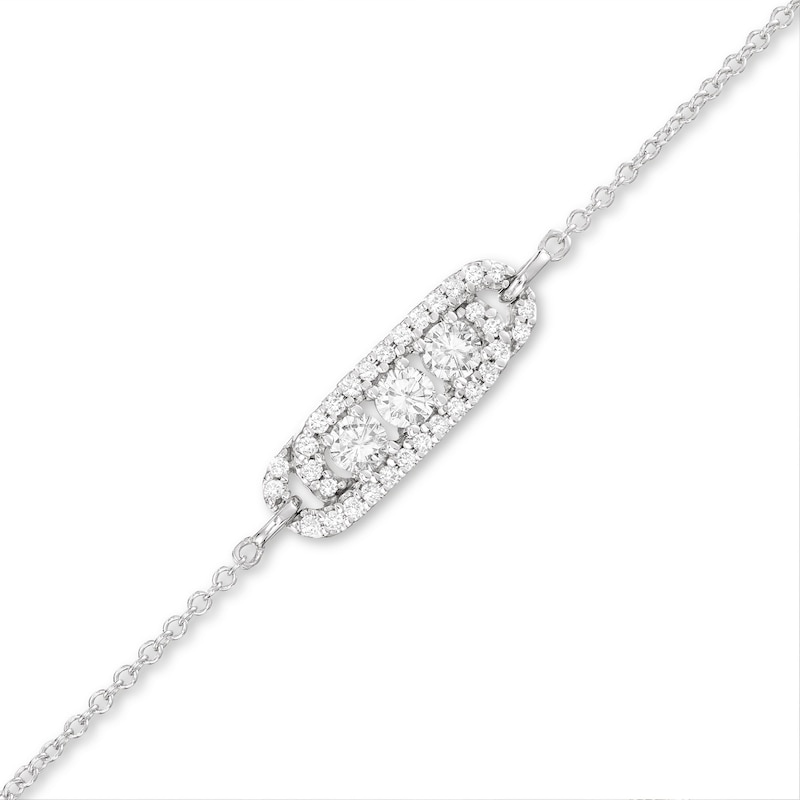 Diamond Three-Stone Bracelet 1/2 ct tw Round-cut White Gold Plated 7"