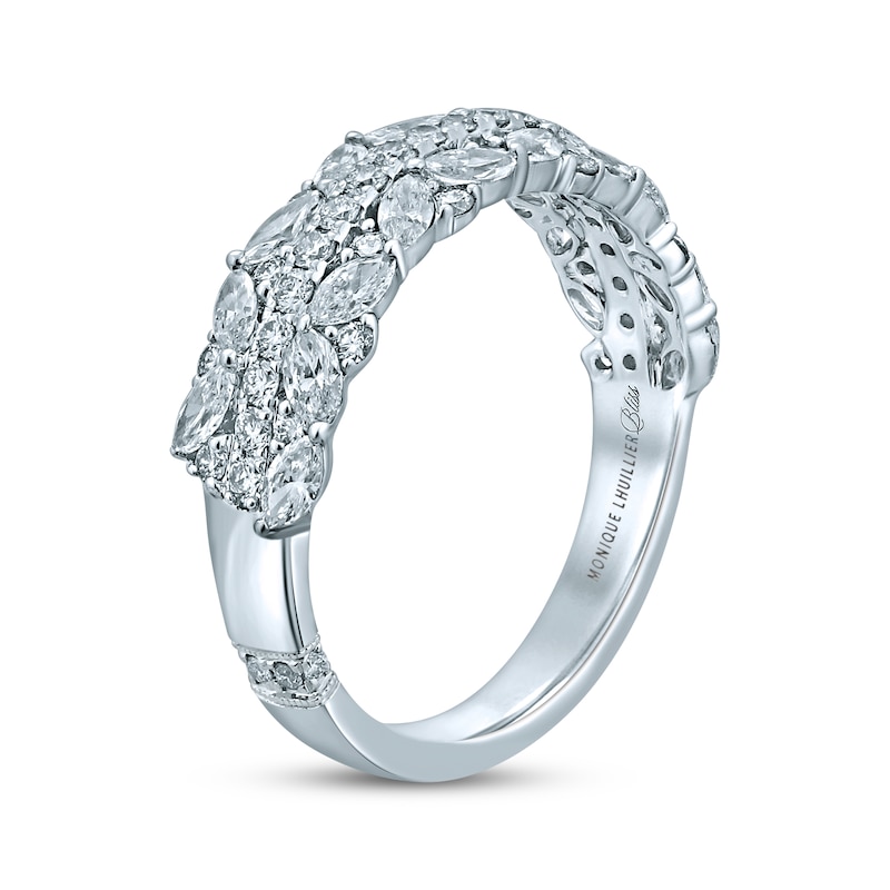 Monique Lhuillier Bliss Diamond Wedding Band 1-1/4 ct tw Round & Marquise-cut White Gold Plated
