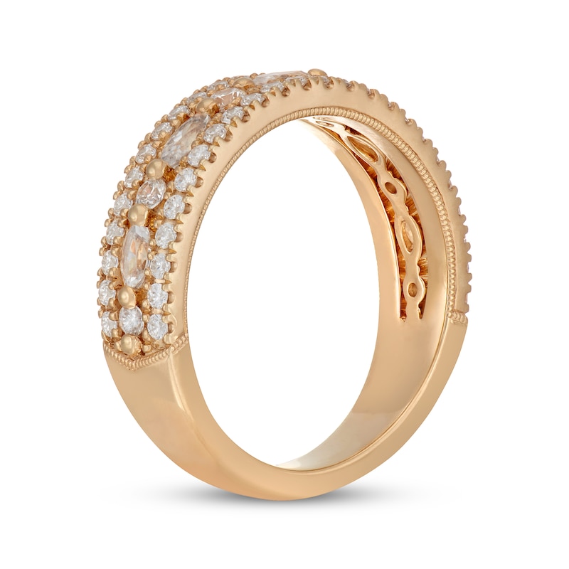 Neil Lane Premiere Diamond Marquise & Round-Cut Three-Row Anniversary Band 7/8 ct tw Yellow Gold Plated