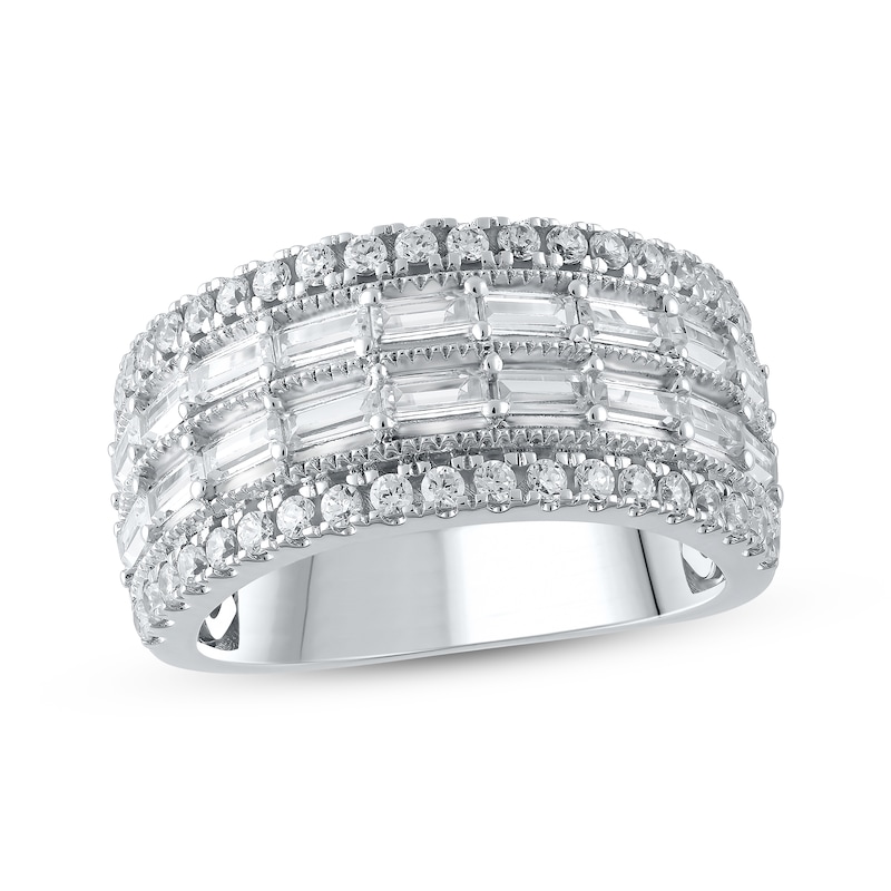 Lab-Created Diamonds by Baguette & Round-Cut Anniversary Band 1-1/2 ct tw White Gold Plated