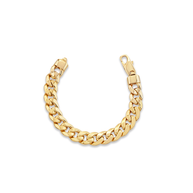 Semi-Solid Cuban Chain Bracelet Yellow Gold Plated 8.5"