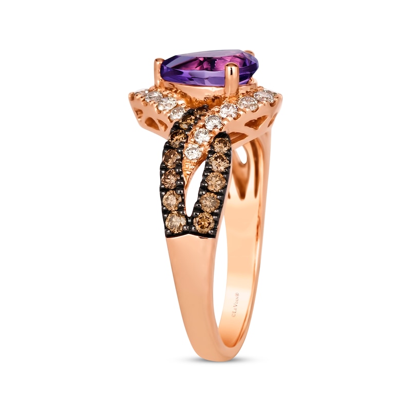 Le Vian Amethyst Ring 3/4 ct tw Diamonds Strawberry Gold Plated