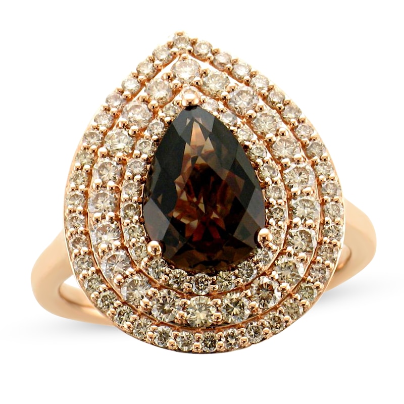Le Vian Creme Brulee Quartz Ring 1 ct tw Diamonds Strawberry Gold Plated - Size 7